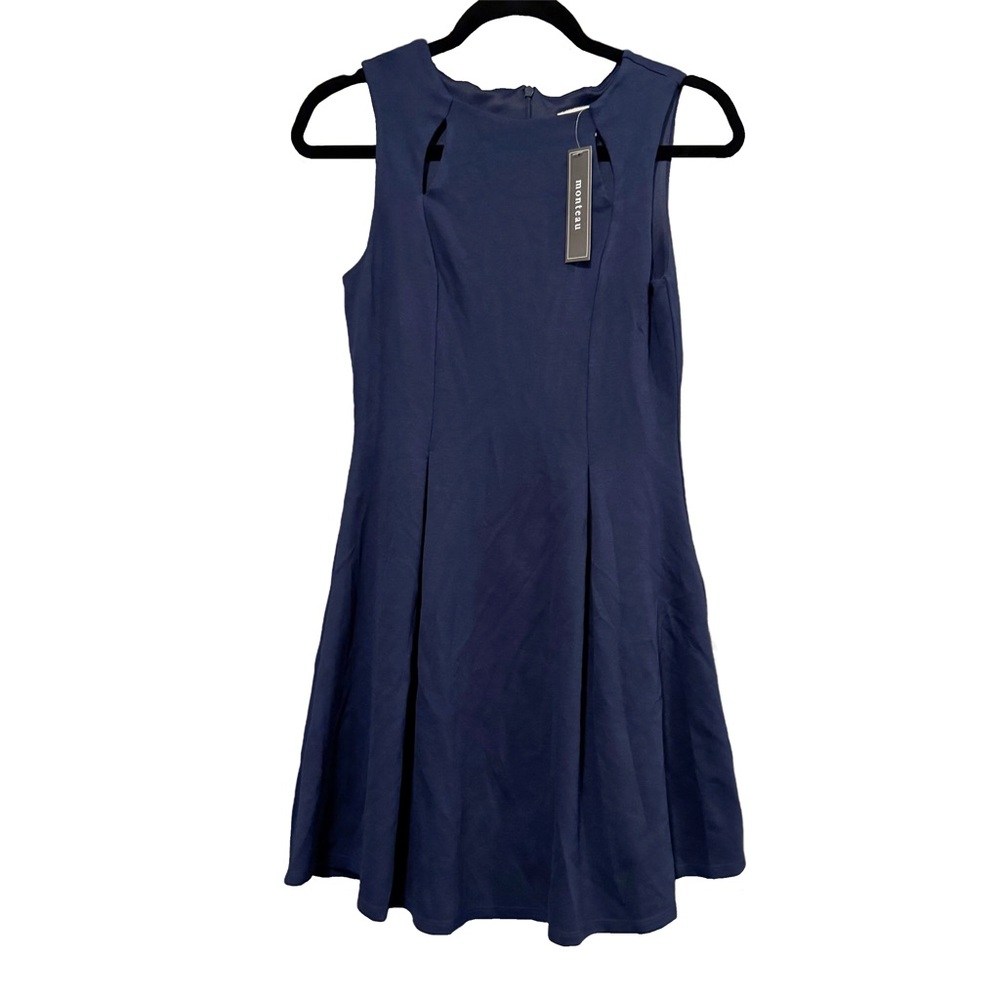 Monteau Navy Blue Fit & Flare Dress Size S